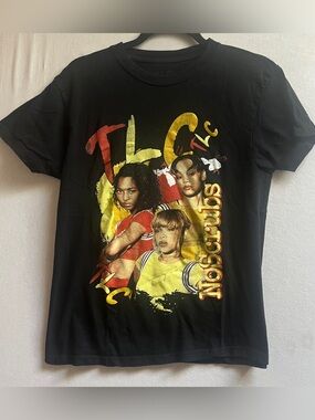 TLC Graphic Band T-Shirt – Small – Vintage Style Black Music Merch Tee